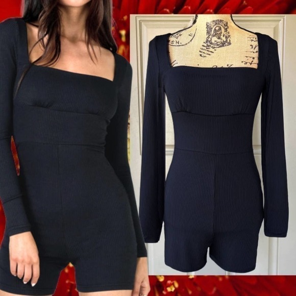 Princess Polly Sara Playsuit Black Size 8 - Picture 1 of 5